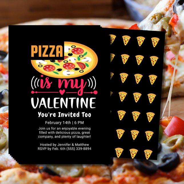 Prospectus La Pizza Est Ma Saint Valentin Amusante (Pizza Is My Valentine Funny Party Flyer)