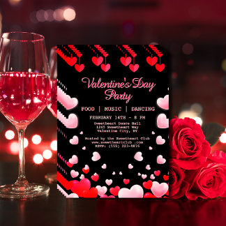 Prospectus Red Pink Hearts Saint Valentin's Party Nourriture 