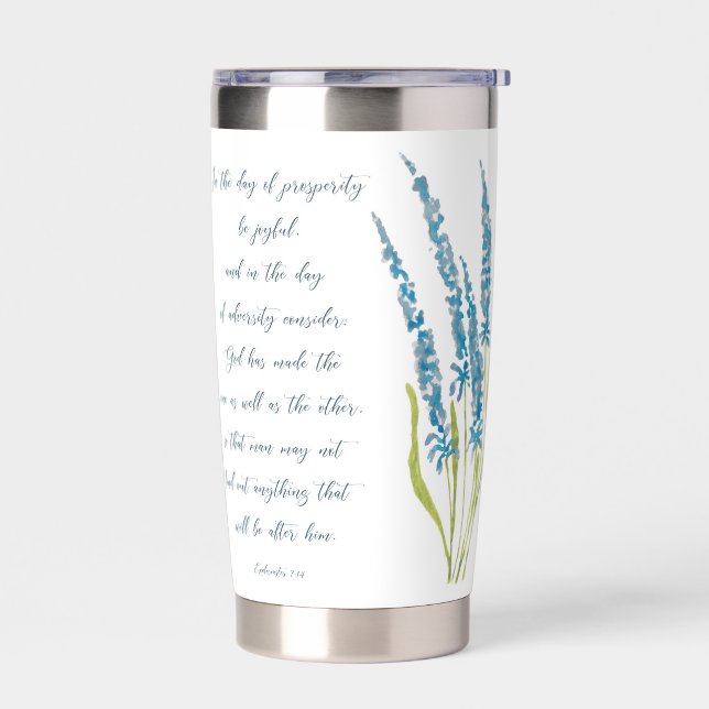 Prosperity and adversity blue floral  insulated tumbler (Left)