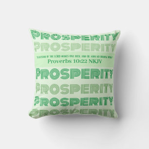 Prosperity Bible Verse Proverbs Light Green Throw Pillow