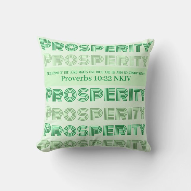Prosperity Bible Verse Proverbs Light Green Throw Pillow (Front)