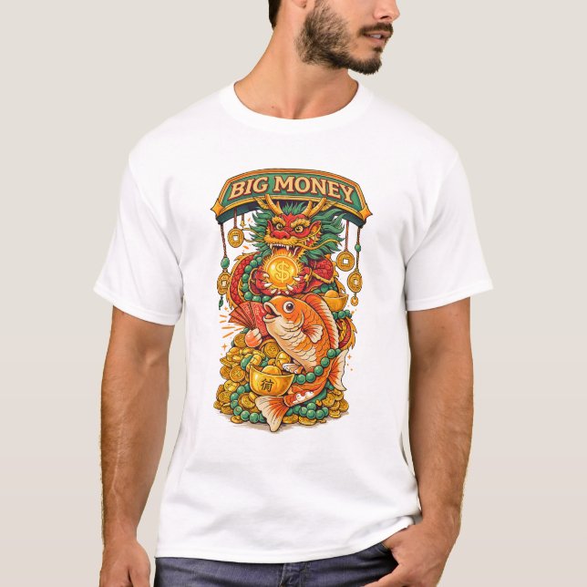 Prosperity Dragon Koi T-Shirt (Front)
