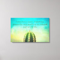 Prosperity Mantra Cactus Canvas Print