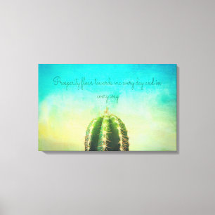 Prosperity Mantra With a Minimalist Cactus Canvas Print