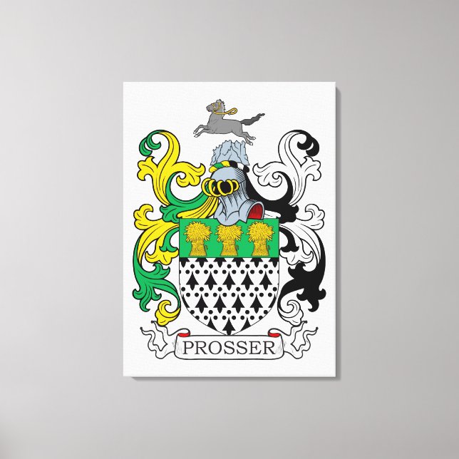 Prosser Family Crest Canvas Print (Front)