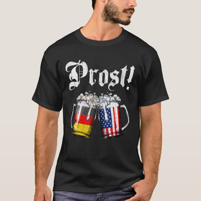 Prost Beer German American Flag T Oktoberfest Men T-Shirt (Front)