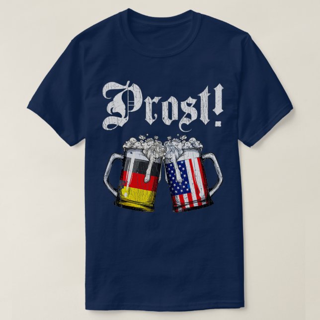 Prost Beer German American Flag T  Oktoberfest Men T-Shirt (Design Front)