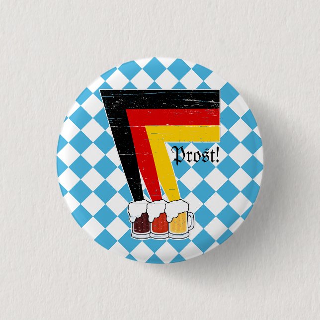 Prost! Beers forming the German flag 1 Inch Round Button (Front)