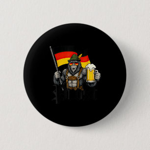 Prost Bigfoot Drinking Beer Lederhosen German  2 Inch Round Button