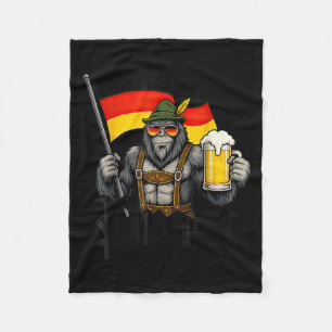 Prost Bigfoot Drinking Beer Lederhosen German  Fleece Blanket