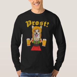 Prost Corgi Lederhosen Girl Dog Beer T-Shirt