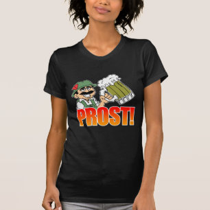 Prost German Lederhosen Big Beer Cartoon T-Shirt