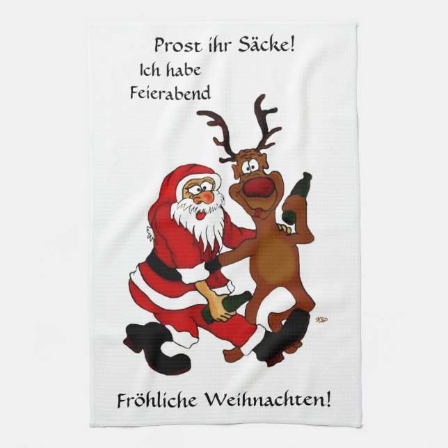 Prost it bags - Merry Christmas! German Text Kitchen Towel (Vertical)