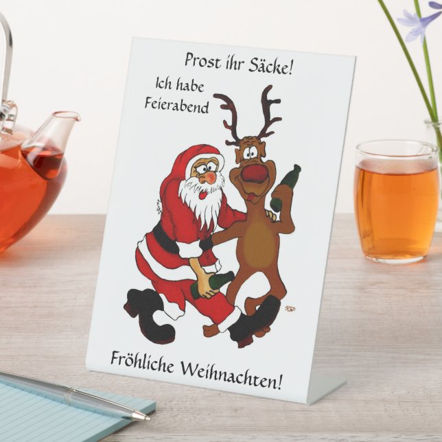Prost it bags - Merry Christmas! German Text Pedestal Sign (In SItu)
