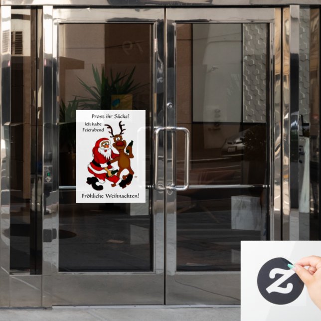 Prost it bags - Merry Christmas! German Text Window Cling (Office Door)