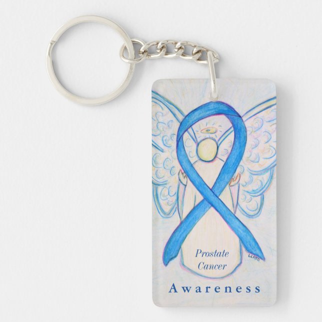 Prostate Cancer Angel Awareness Ribbon Keychain (Front)