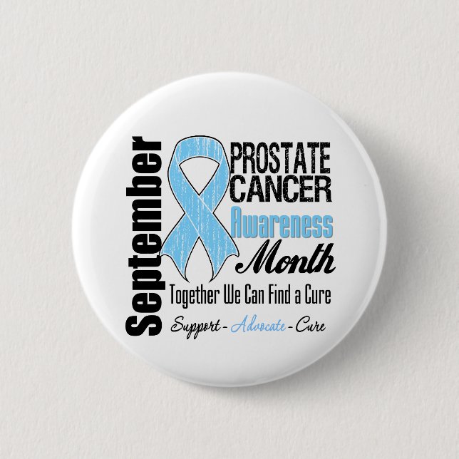Prostate Cancer Awareness Month Distressed Ribbon 2 Inch Round Button (Front)