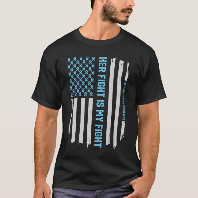 Prostate Cancer Awareness Ribbon American Flag T-Shirt (Front)