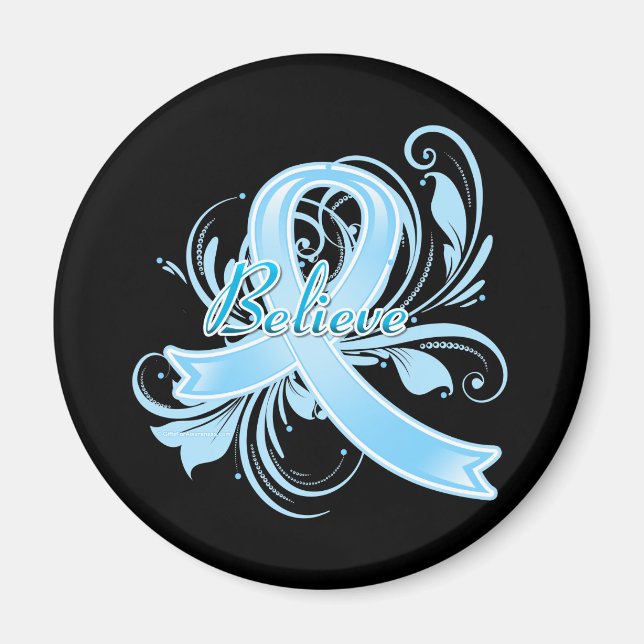 Prostate Cancer  Believe Flourish Ribbon Magnet (Front)