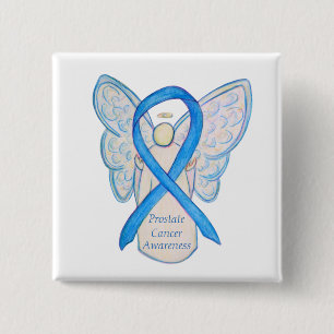 Prostate Cancer Blue Awareness Ribbon Angel Pin