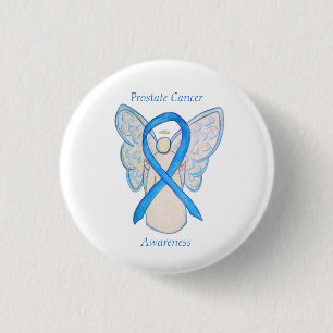 Prostate Cancer Blue Awareness Ribbon Angel Pin
