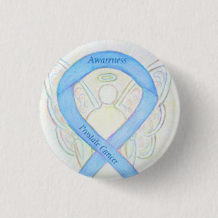 Prostate Cancer Blue Awareness Ribbon Angel Pin
