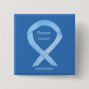Prostate Cancer Blue Awareness Ribbon Custom Pin
