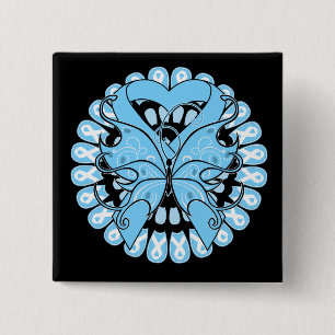 Prostate Cancer Butterfly Circle of Ribbons 2 Inch Square Button