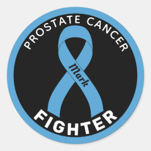  Prostate Cancer Fighter Ribbon Black Classic Round Sticker