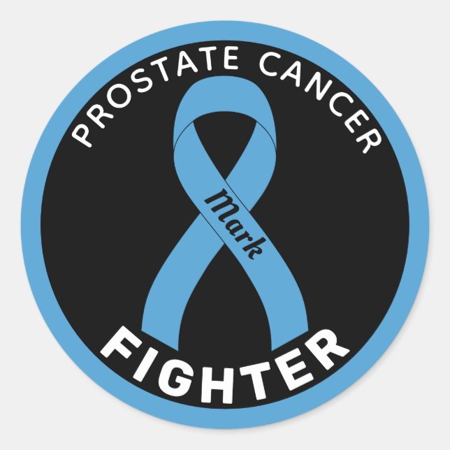  Prostate Cancer Fighter Ribbon Black Classic Round Sticker (Front)