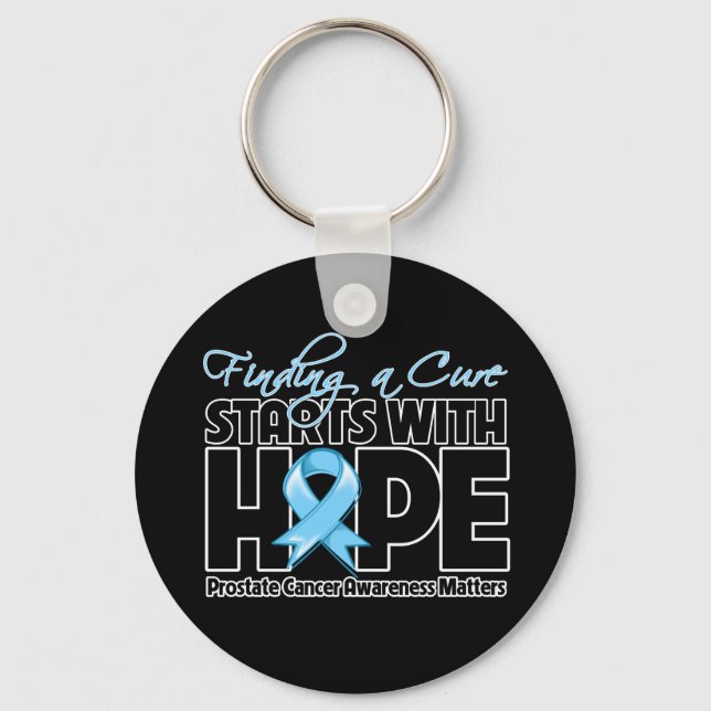 Prostate Cancer Finding a Cure Starts With Hope Keychain (Front)