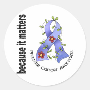 PROSTATE CANCER Flower Ribbon 3 Classic Round Sticker