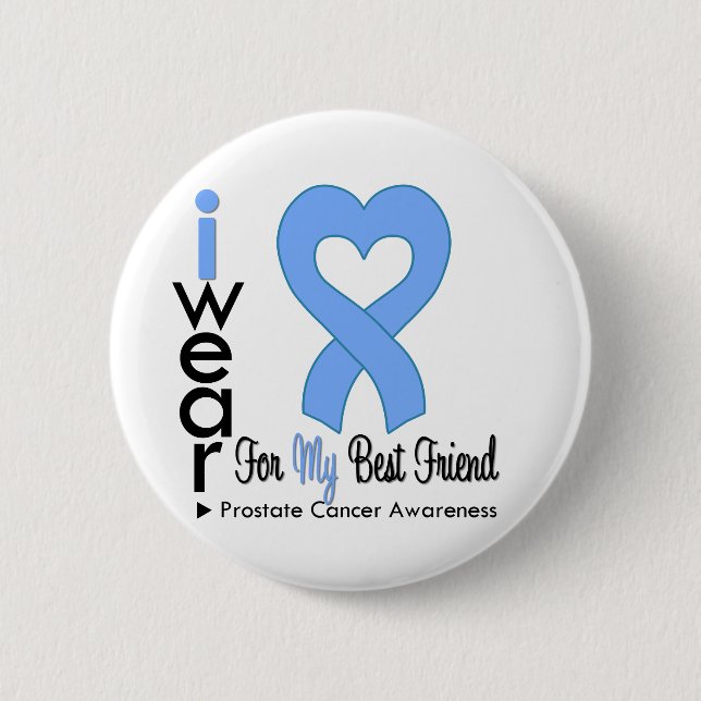 Prostate Cancer Heart Ribbon BEST FRIEND 2 Inch Round Button (Front)