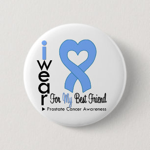 Prostate Cancer Heart Ribbon BEST FRIEND 2 Inch Round Button