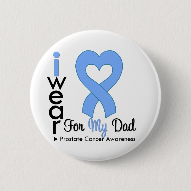 Prostate Cancer Heart Ribbon DAD 2 Inch Round Button (Front)