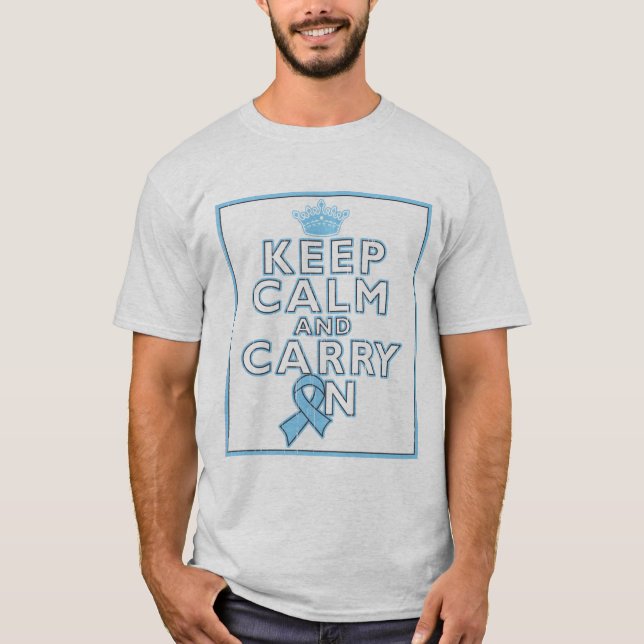 Prostate Cancer Keep Calm and Carry On T-Shirt (Front)