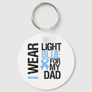 Prostate Cancer Light Blue Ribbon Dad Keychain