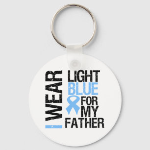 Prostate Cancer Light Blue Ribbon Father Keychain