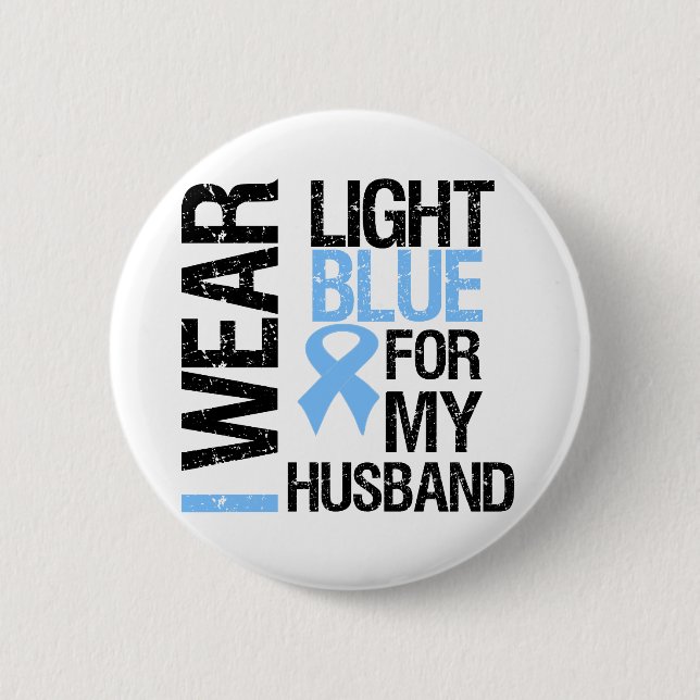 Prostate Cancer Light Blue Ribbon Husband 2 Inch Round Button (Front)