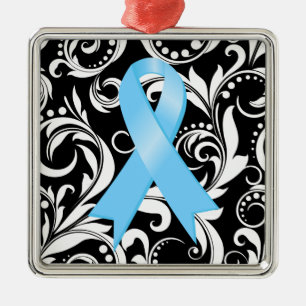 Prostate Cancer Ribbon Deco Noir Metal Ornament