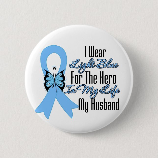 Prostate Cancer Ribbon Hero My Husband 2 Inch Round Button (Front)