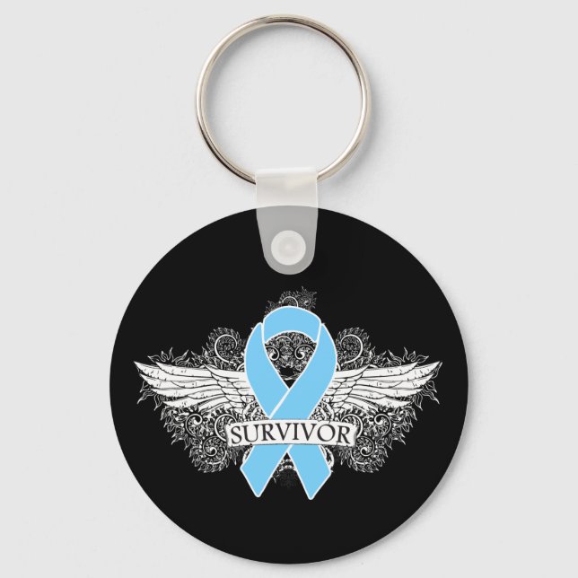 Prostate Cancer Winged SURVIVOR Ribbon Keychain (Front)