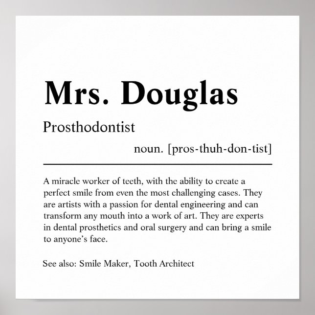 Prosthodontist Personalized Gift Poster (Front)