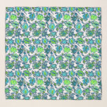 Protea Batik Hawaiian Tropical Floral Aqua Lime Scarf<br><div class="desc">Aqua,  turquoise,  lime green,  navy blue on white colorway. This hand drawn Balinese batik textile design was inspired by the vintage aloha shirts of the forties and the fifties. This pattern comes in several colorways.</div>