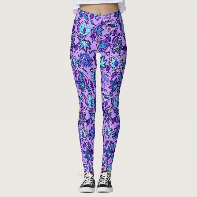 Protea Batik Hawaiian Tropical Floral Leggings (Front)
