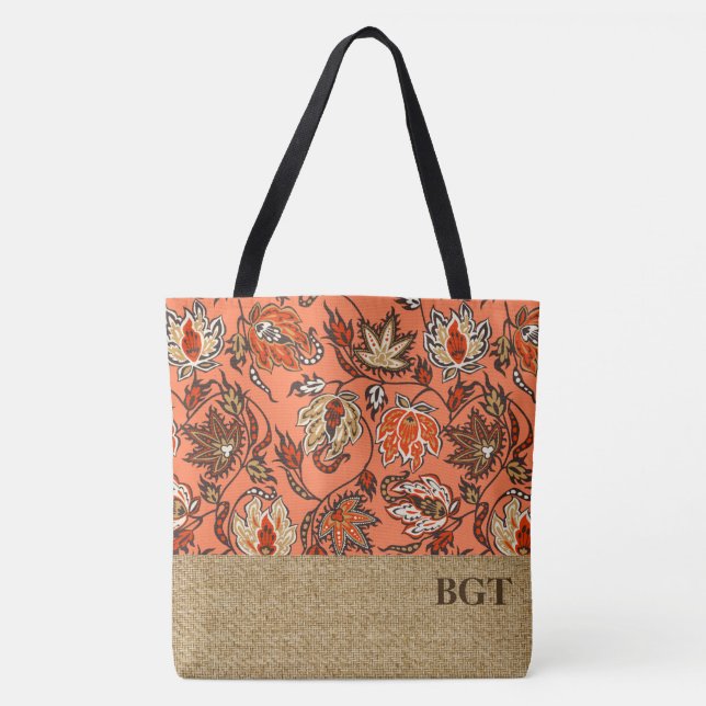Protea Batik Hawaiian Tropical Monogram Beach Bag (Front)