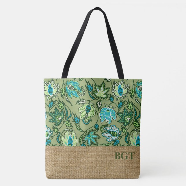 Protea Batik Hawaiian Tropical Monogram Beach Bag (Front)
