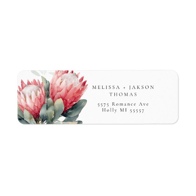 Protea Blush Watercolor Flowers Wedding (Front)