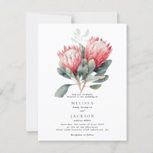 Protea Blush Watercolor Flowers Wedding Postcard
