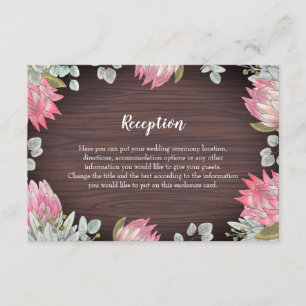 Protea Eucalyptus Foliage Wood Rustic Wedding Enclosure Card